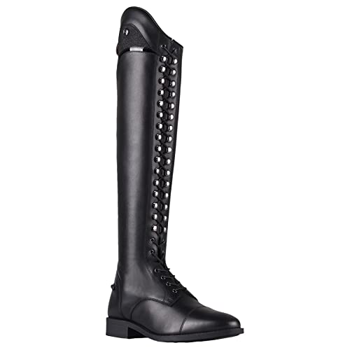 QHP Bottes équitation Hailey mollet large bottes cuir noir