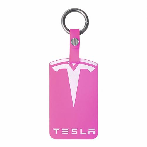 LUXOPALOPI Key Card Holder for Tesla, Silicone Key Protector Compatible with Tesla Model Y/3, Model S/X, Tesla Key Protector Cover Accessories Key Chain (white&pink)