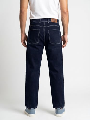Image of Urbano Fashion Men's Loose Baggy Fit Washed Denim Jeans Non-Stretchable