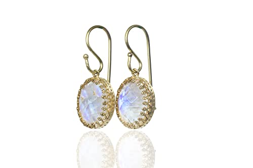 Boucles d'oreilles pierre de lune artisanales en argent pour femme