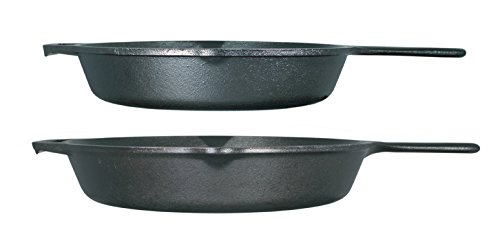 Lodge Seasoned Cast Iron 2 Skillet Bundle. 12 inches and 10.25 inches Set of 2 Cast Iron Frying Pans