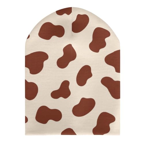 Cow Leather Brown Print Kids Beanie Hat for for Girls Boys Children Cap Winter Knitted Chemo Cancer Headwear Accessories Gifts Decoration3