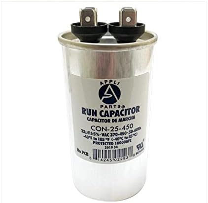 AP APPLI PARTS Run Capacitor for ac 25 Mfd uF (microfarads) 370 VAC or 450 VAC CBB65 Round Universal fit for hvac and other applications in High in Wide CON-25-450