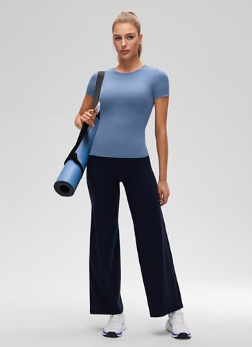 Image of CRZ YOGA Softembrace High Neck T-Shirt | Workout, Ultra Soft, Tight Fit, Waist Length, Short Sleeve Tops for Women