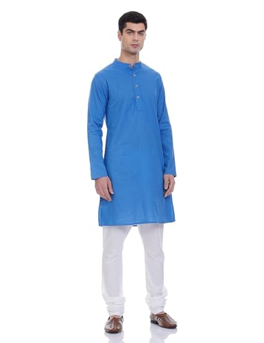 Image of Amazon Brand - Symbol Men's 100% Cotton Solid Long Length Casual Kurta - Regular Fit (Available in Plus Sizes)