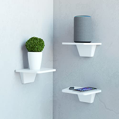Fytz Design White Small Floating Shelf Set Of 2 - Small Shelf For Wall With No Drill Shelf Option [ Adhesive Shelf ] #TOP6