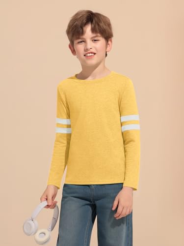 Image of Haloumoning Boys Long Sleeve Shirts Kids Crewneck T Shirts Casual Striped Tops Tees 5-14 Years