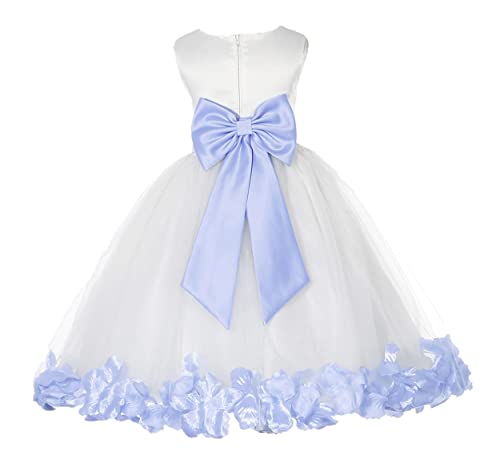 White Tulle Rose Petals Flower Girl Dress Tulle Dress Christening Dress 302T M