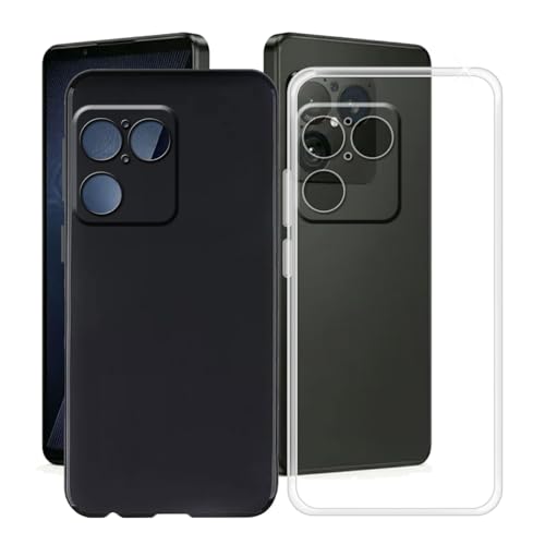 HGJTFANY Phone Case for Sony Xperia 1 VIII (6.50'), Ultra-Thin Soft Silicone Shockproof Clear Shell + Flexible TPU Anti-Scratch Black Cover, for Sony Xperia 1 VIII Case - 2 Pcs