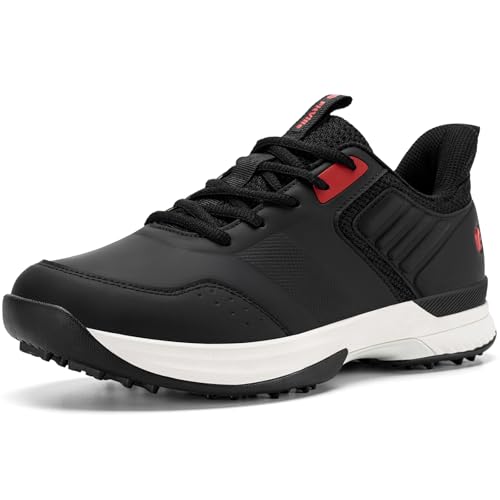 Fitville Wide Golf Shoes For Men, Slip-On, Hands Free, Black, Size 11 Wide, 6 Non-Removable Cleats