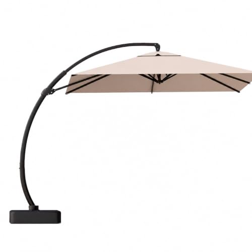 Kingdura 10x10 FT Cantilever Patio Umbrella with Base Included, Large Square Offset Outdoor Pool Umbrella, 360° Rotation & Infinite Tilt, Heavy Duty Aluminum Frame for Deck Backyard, Beige