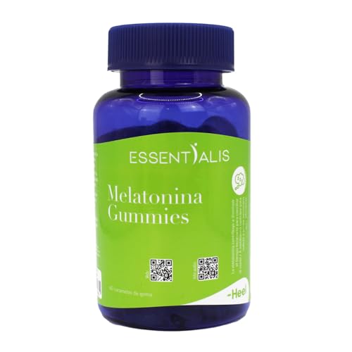 Essentialis Melatonina Gummies – 1 mg de melatonina por gummy – Sabor mora – 60 gummies veganas – Sueño nocturno y rutina de descanso