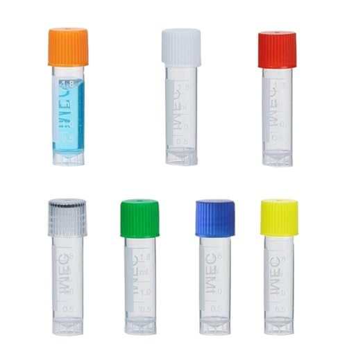 Plastic Test Tubes with Caps 300 PCS Tube PP Cryo Plastic Frozen Storage Laboratory Freezing Tubes for Storage Item in Party/Laboratory/Craft Project