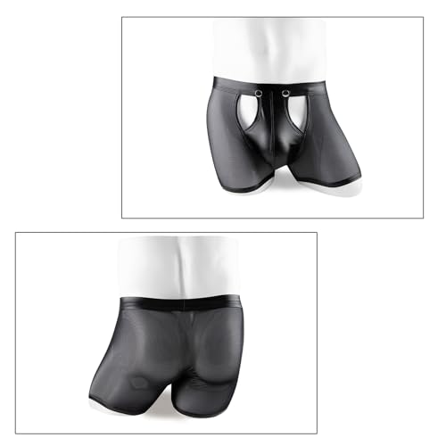 Men Sexy Boxer Briefs Mens Sexy Underwear Breathable Mesh Boxer Briefs See Through Hollow Lingerie2