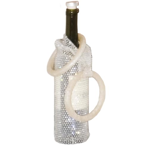Bolsa de vino – Bolsa de malla de diamantes de imitación con asa, elegante bolsa de regalo para botellas de vino, perfecta para champán, celebraciones, fiestas, bodas, picnics, cenas, viajes