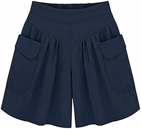warm-smileWomen Summer Loose Casual Shorts Culottes Elastic Waist Wide Leg Shorts with Pockets