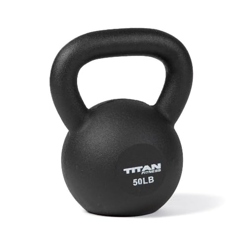 Titan Fitness 50 LB Cast Iron Kettlebell, Single Piece Casting, LB Markings, Full Body Workout