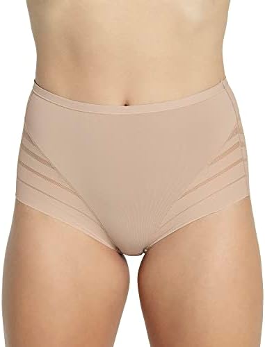 Leonisa Invisible High Waisted Tummy Control Stripe Lace Underwear – Shapewear Panties for Women