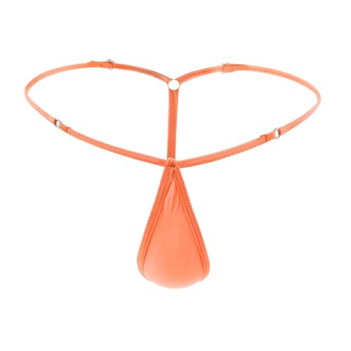 Men's Adjustable G-String Thong Underwear, Sexy Ice Silk Transparent T-Back Panties (Dark Pink,One Size)