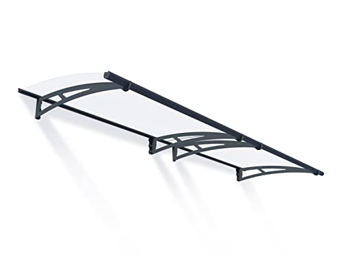 Palram Canopia Vordach, Pultvordach, Türüberdachung Aquila 3000 klar, grau inkl. Regenrinne, 300x92 cm