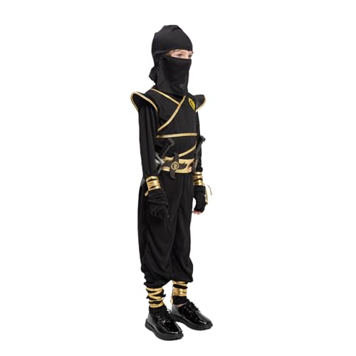 Jazgrom Ninja Costume For Kids With Accessories For Boys Toddler Halloween Costumes Dress Up Birthday Role Play Golden thumb #3