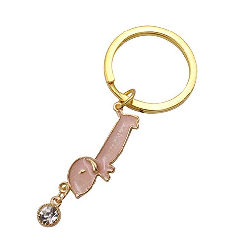 Preisvergleich Produktbild Haodou Dackel Schlüsselanhänger Key Ring Schmuck Dackel Auto Schlüsselbund Tasche Schlüsselanhänger Für Frauen Männer (Pink)