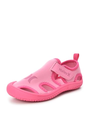 Image of Hurley Kona Toddler Water Shoes - Beach Essentials, Girls and Boys Closed Toe Sandals, Lightweight, Breathable, Kids Water Shoes with Non-Slip Sole and Adjustable Straps, Outdoor Toddler Swim Shoes