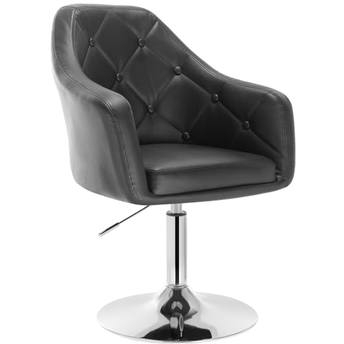 WOLTU 1X Taburete de Bar Sillas de Cocina con Reposabrazos Taburete Peluqueria Imitación Cuero Taburete Bajo Taburete de Trabajo Silla de Escritorio Negro BH104sz