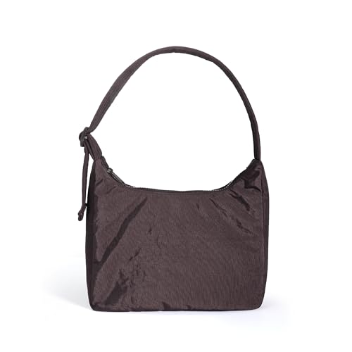 Casual Slouchy Nylon Shoulder Bag: Chocolate Plum Small Fashion Lightweight Purse Handbag - Commuter...