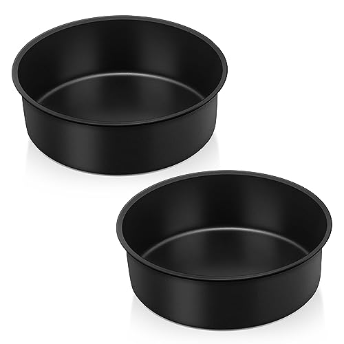 Onader 6 Inch Nonstick Cake Tin Set of 2, Stainless Steel Round Cake Mould Layer Baking Pan, Great for Birthday Wedding Christmas, Healthy & Non-Toxic, Rust Resistant & Easy Cleaning