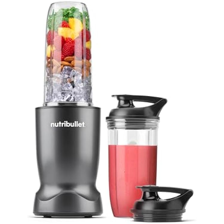 nutribullet Turbo Personal Blender, Shakes, Smoothies, Food Prep, and Frozen Blending, 32 Ounce Cup, 24 Ounce Cup, (2) Flip-top Travel To-Go Lids, 1000 Watt, Gunmetal, NB50400