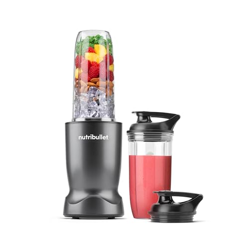 nutribullet Turbo Personal Blender, Shakes, Smoothies, Food Prep, and Frozen Blending, 32 Ounce Cup, 24 Ounce Cup, (2) Flip-top Travel To-Go Lids, 1000 Watt, Gunmetal, NB50400
