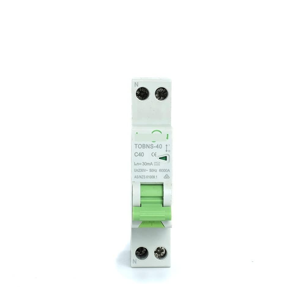 AVSBBYEPS Circuit Breaker Type A 6KA 18mm RCBO 40A 10mA 30mA Residual Current with Over and Leakage Protection Differential TOBNS(25v,30mA)