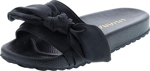 Liliana Nomi-7 Womens Cute Lovely Pointy Front Ribbon Knot Detail Slippers - Main Image