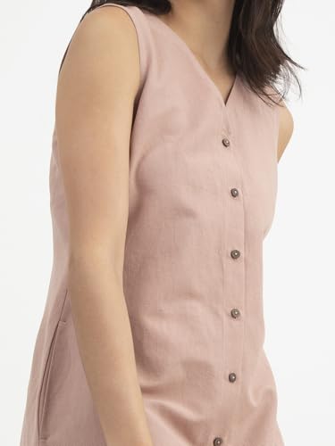 Image of FableStreet Women Casual Midi Cotton Button Down A-Line Dress | Button Down Flowly Dress Perfect for Outings