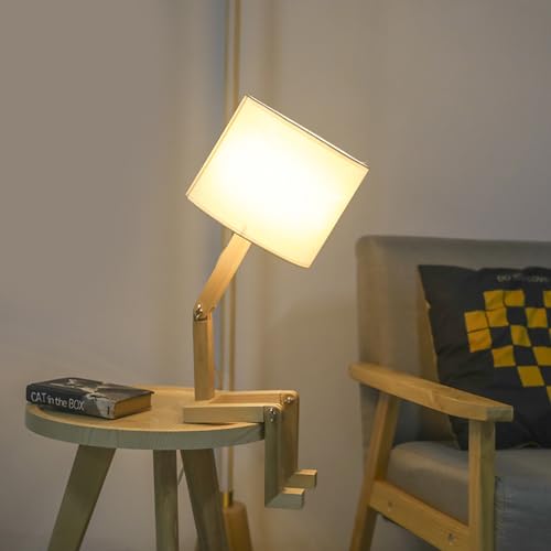MUMENG Robot Table Bedside Lamps with Fabric Lampshade, E27 Bulb - Image 7