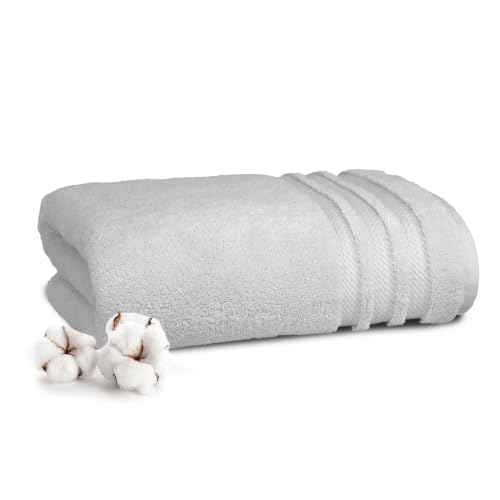Image of MYTRIDENT Towels for Bath Large Size | Finesse Collection, 1 Piece Bath Towel | 75 cm x 150 cm | 625 GSM, Zero-Twist, Luxuriously Soft, 100% Cotton, Grey