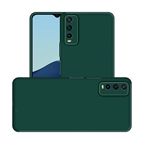 Image of Case Creation Liquid TPU Silicone Cover for Vivo Y12s Soft Case,Anti-Dirty Slim Case Frosted Matte Cute Candy TPU Raised Bezel (Splash of Color) Back Case Cover for VivoY12s -Lake Green