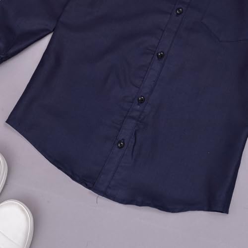 Image of Vikita Enterprise Kid Boy's Cotton Solid Shirt with Spread Collar Neck Full Sleeves Button Closure Curved Length and One Pocket | Shirt For Kids Boys