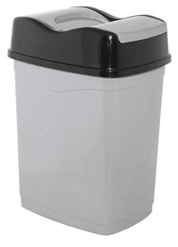 VR7 – 25 Liter Rubbish Bin, High-Grade Plastic Swing Bin Flip Top for Home, Office, Bathroom, and Garage, Dustbin – Large Grey Bin