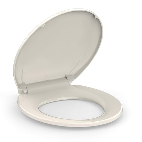 17" Round Almond Slow Close Toilet Seat, Polypropylene Toilet Seat
