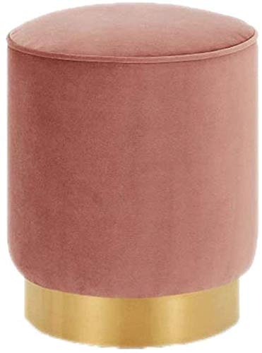 SaryEdge Reposapiés de Terciopelo, Taburete Redondo con reposapiés, Taburete bajo Tipo puf, reposapiés Decorativo tapizado, Asiento de tocador(Rosa-Pequeño