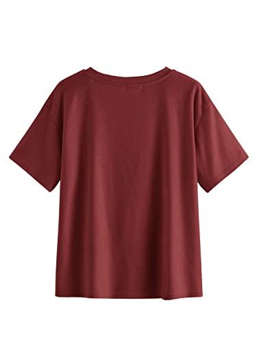 Image of Women's Casual Short Sleeve Letter Graphic Print Drop Shoulder T Shirt