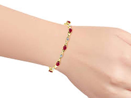 Image of Rylos Bracelets for Women Yellow Gold Plated Silver XOXO Hugs & Kisses Tennis Bracelet Gemstone & Genuine Diamonds Adjustable Fit 7 inch-8 inch Wrist, 10 Gorgeous 6X4MM Jewelry for Women Friendship Bracelets