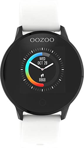 Montre Intelligente Unisexe Oozoo avec Bracelet en Silicone Blanc/Noir 43 MM Q00112