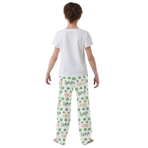 Irish Clover Glasses Boys Long Pants Soft Trousers Elastic Waist Kids Lounge Bottoms with Pockets S-XL3