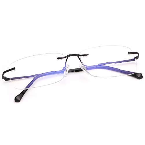 Rimless Clear Bifocal Reading Glasses Blue Light Blocking Readers for Men and Women Unisex Eyewear Far Near Dual-Use Lightweight Magnifying Anti Glare UV Digital Reduce Eyestrain Fashion Eyeglasses