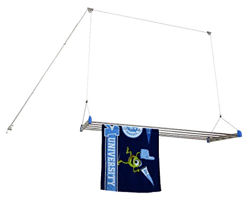 Image of homWell Heavy Duty Stainless Steel 6 Pipe X 5 Feet (Blue) Economy Model with UV Protected Nylon Rope Ceiling Cloth Dryer /Cloth Hanger /Cloth Drying Stand for Balcony /Clothes Stand for Drying