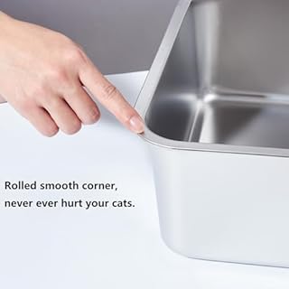 Stainless Steel Litter Box, High Sided Large Metal Cat Litter Boxes Easy Clean, Non Stick and No Smell, Suitable for Adult Cat