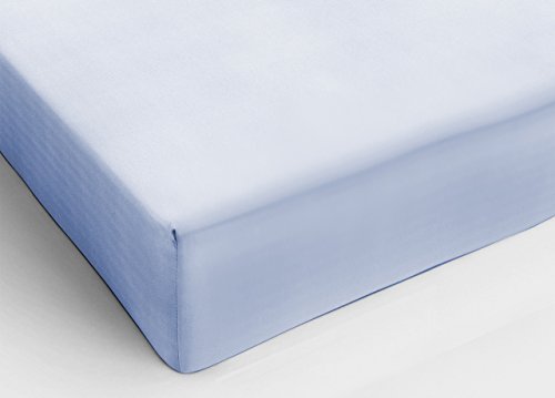 BIANCHERIAWEB Single Fitted Sheet, Cotton Flannel Blue Fitted Sheet, 100% Made in Italy, Suitable for Single Bed 90 x 200 cm